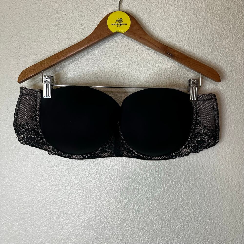 Torrid Curve Black Lightly Lined Multi-Way Black Lace Strapless Bra 44C
